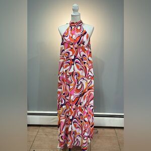 Multicolor Express Halter Neck Maxi Dress Size S EUC
